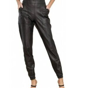 Spanx faux leather jogger sweat pants size large